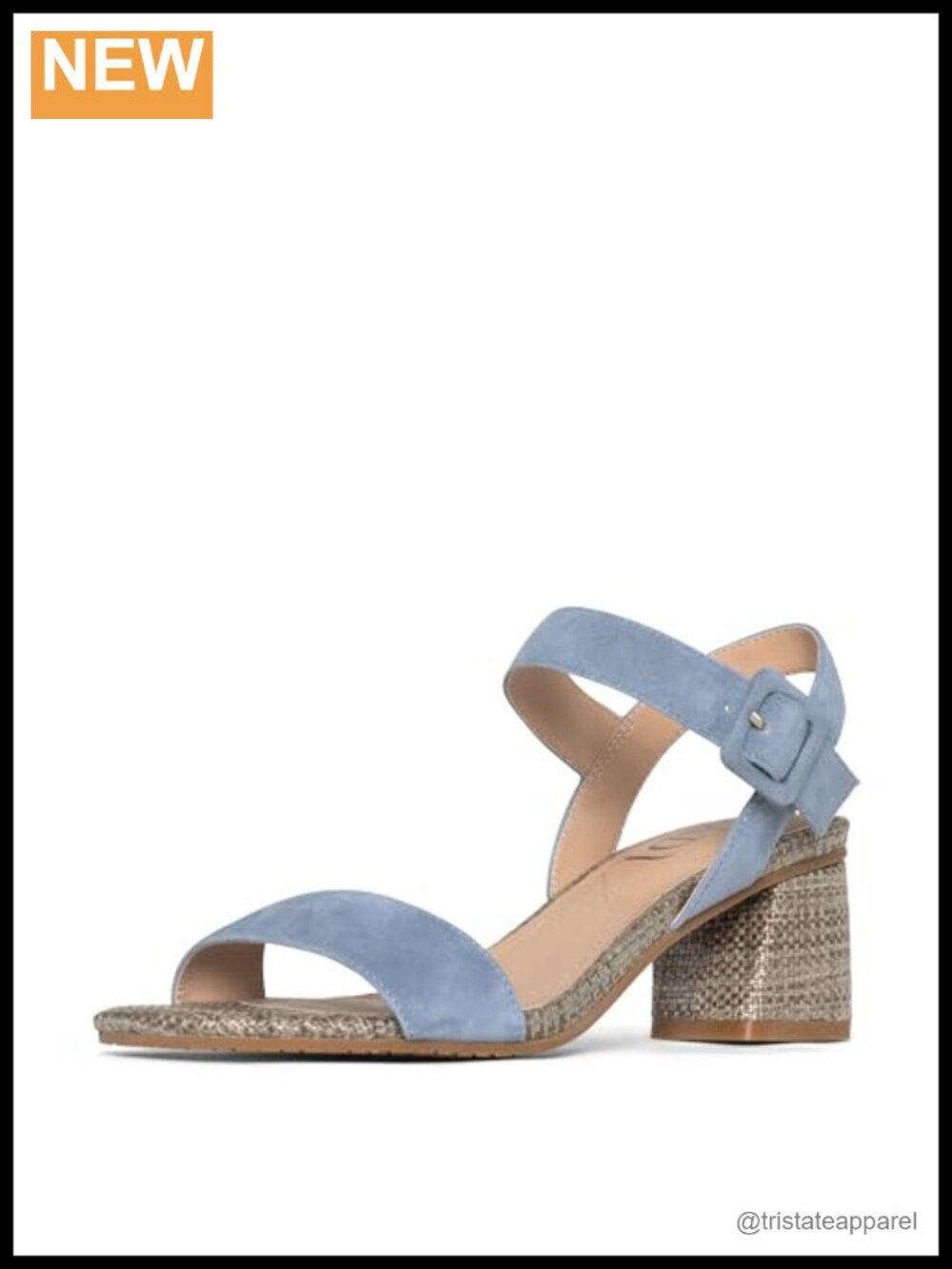 NYDJ Gaiana Suede Block Heel Sandal Square Toe Ankle Strap